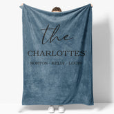 Aperturee - Aperturee Light Navy Personalized Family Names Font Blanket